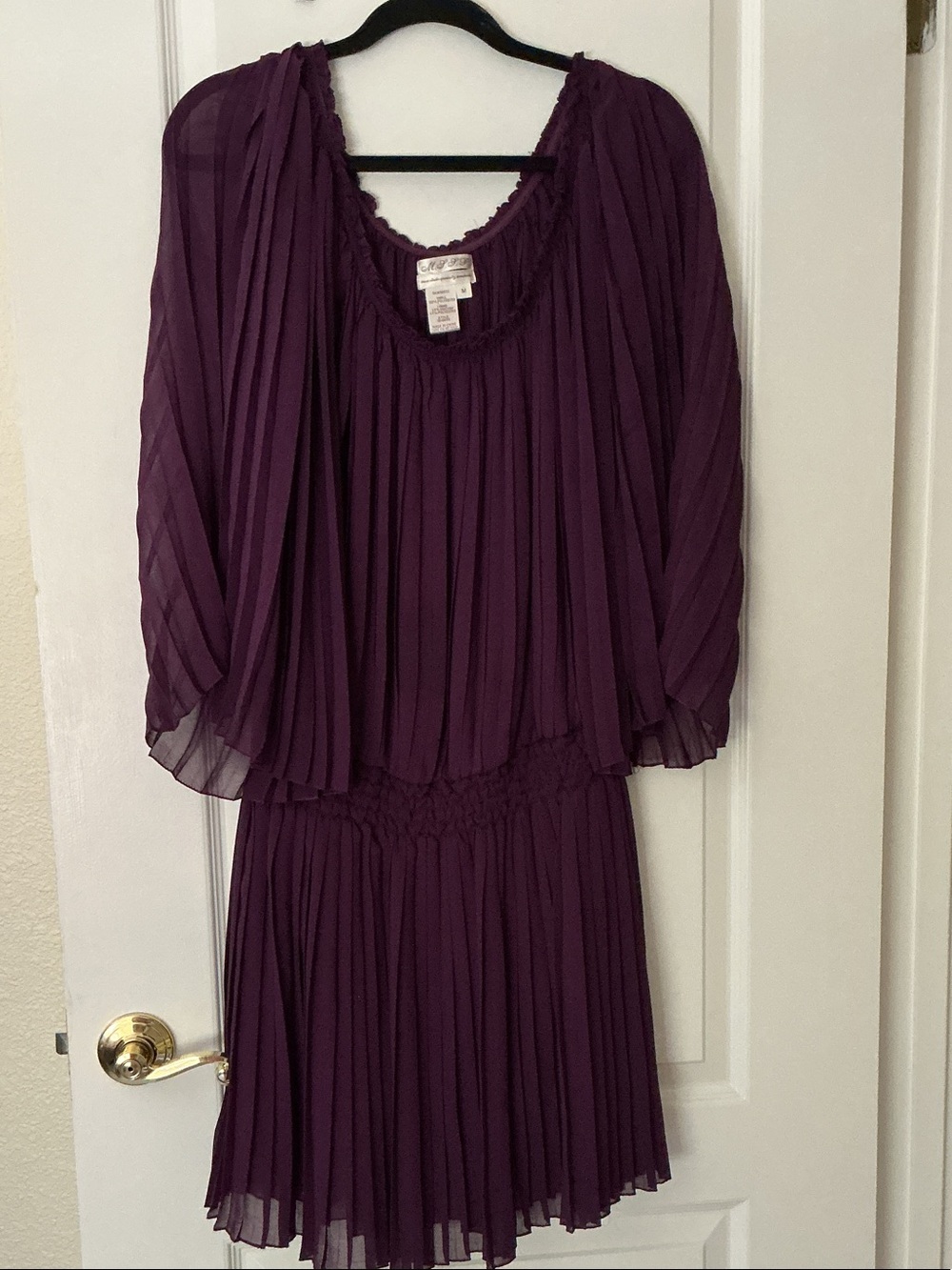 M.S.G.M. Pleated Purple Chiffon Top